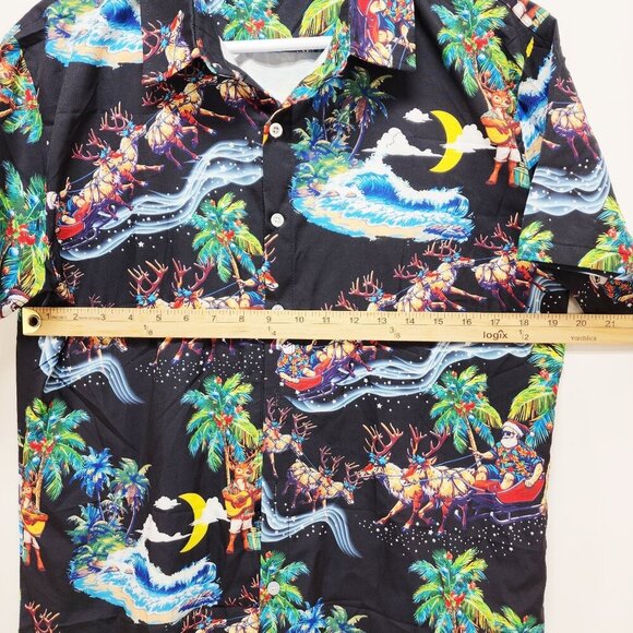 Christmas Hawaiian Mens Short Sleeve Button-Up Shirt Size M - Picture 6 of 6